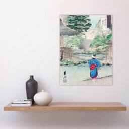 "Artery8 View Of Benten At Inokashira Vintage Japan Wall Art Print Gekko in Green - Size: W18"" x H24""" - thumbnail 4