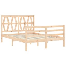 Berkfield Home Bed Frame with Headboard 140x200 cm Solid Wood in Brown - thumbnail 5