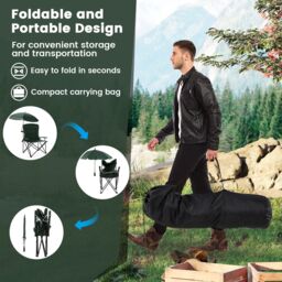 Gymax Camping Chair With Umbrella Folding Lawn Chair With Carrying Bag in Green - thumbnail 5