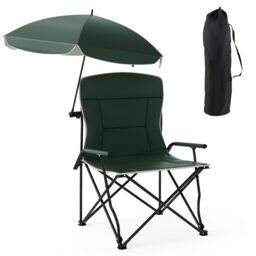 Gymax Camping Chair With Umbrella Folding Lawn Chair With Carrying Bag in Green - thumbnail 1