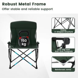 Gymax Camping Chair With Umbrella Folding Lawn Chair With Carrying Bag in Green - thumbnail 7