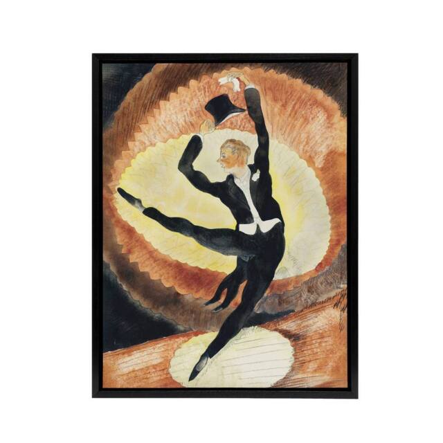 "Artery8 Acrobatic Male Dancer with Top Hat Demuth Framed Canvas Wall Art Print in Brown - Size: W12"" x H16""" - image 1