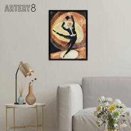 "Artery8 Acrobatic Male Dancer with Top Hat Demuth Framed Canvas Wall Art Print in Brown - Size: W12"" x H16""" - thumbnail 3