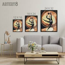 "Artery8 Acrobatic Male Dancer with Top Hat Demuth Framed Canvas Wall Art Print in Brown - Size: W12"" x H16""" - thumbnail 4