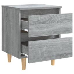Berkfield Home Sturdy Bed Cabinet with Solid Wood Legs Grey Sonoma 40x35x50 cm - Size: 40 x 35 x 50 cm - thumbnail 5