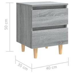 Berkfield Home Sturdy Bed Cabinet with Solid Wood Legs Grey Sonoma 40x35x50 cm - Size: 40 x 35 x 50 cm - thumbnail 8