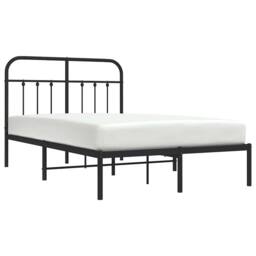 Berkfield Home Metal Bed Frame with Headboard Black 120x190 cm Small Double - thumbnail 5