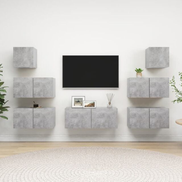 Berkfield Home 7 Piece TV Cabinet Set Concrete Grey Engineered Wood - image 1