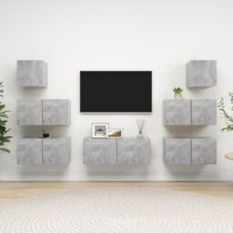 Berkfield Home 7 Piece TV Cabinet Set Concrete Grey Engineered Wood - thumbnail 1