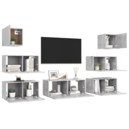 Berkfield Home 7 Piece TV Cabinet Set Concrete Grey Engineered Wood - thumbnail 3