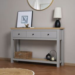 Home Garden Direct Wiltshire 3 Drawer Console Table - Grey - thumbnail 2