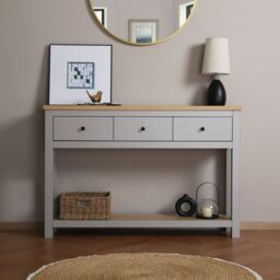 Home Garden Direct Wiltshire 3 Drawer Console Table - Grey - thumbnail 1