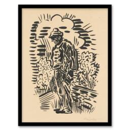 "Artery8 Guilt Ink Drawing Arnold Weisz Kubincan Framed Wall Art Print in Beige - Size: W12"" x H16""" - thumbnail 1