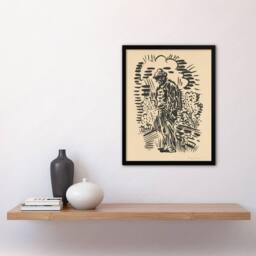 "Artery8 Guilt Ink Drawing Arnold Weisz Kubincan Framed Wall Art Print in Beige - Size: W12"" x H16""" - thumbnail 4