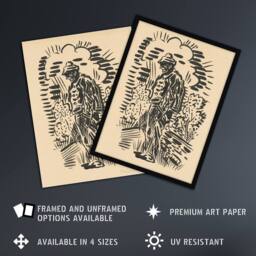 "Artery8 Guilt Ink Drawing Arnold Weisz Kubincan Framed Wall Art Print in Beige - Size: W12"" x H16""" - thumbnail 2