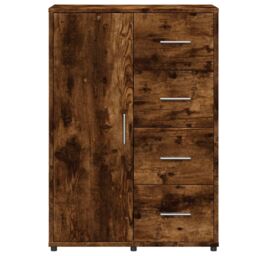 Berkfield Home Sideboard Smoked Oak 60x31x84 cm Engineered Wood in Brown - Size: 60 x 31 x 84 cm - thumbnail 5