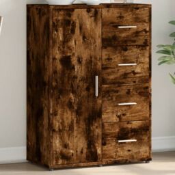 Berkfield Home Sideboard Smoked Oak 60x31x84 cm Engineered Wood in Brown - Size: 60 x 31 x 84 cm - thumbnail 1