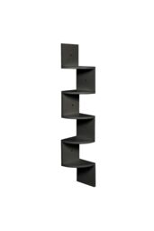 H&O Direct Wooden Zigzag Floating Corner Shelves in Black - Size: Medium - thumbnail 3
