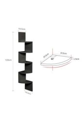 H&O Direct Wooden Zigzag Floating Corner Shelves in Black - Size: Medium - thumbnail 5