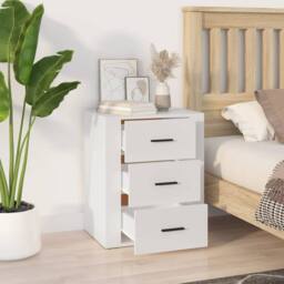 Berkfield Home Classic Bedside Cabinet White 50x36x60 cm Engineered Wood - Size: 50 x 36 x 60 cm - thumbnail 1