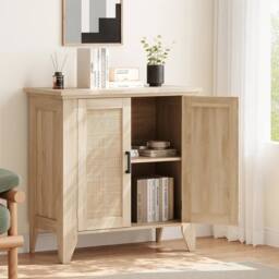 VOGREX Rattan Wood Sideboard, Buffet Storage Cabinet in Natural - thumbnail 4
