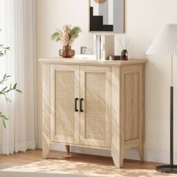 VOGREX Rattan Wood Sideboard, Buffet Storage Cabinet in Natural - thumbnail 3