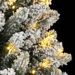 Berkfield Home Artificial Christmas Tree 300 LEDs & Flocked Snow 210 cm in Green - thumbnail 7