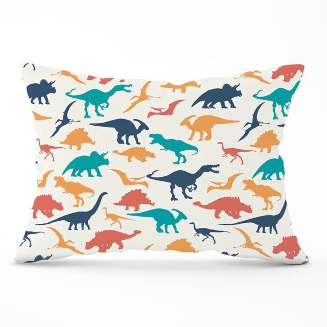 Warren Reed - Designer Multicoloured Dinosaurs Cushions in Blue - Size: 60 cm x 60 cm - image 1