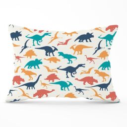 Warren Reed - Designer Multicoloured Dinosaurs Cushions in Blue - Size: 60 cm x 60 cm - thumbnail 1