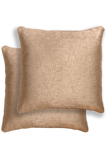 Enhanced Living Pair of Vogue Plain Zip Opening Cushion Covers - 43x43cm Cases Only in Natural - Size: 43 cm x 43 cm - image 1