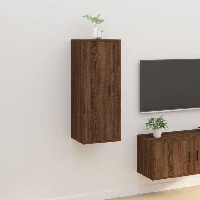 Berkfield Home Wall Mounted TV Cabinet Brown Oak 40x34, 5x100 cm - image 1