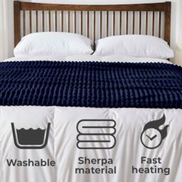 Neo Waffle Shaped Electric Blanket Heated Fleece Overblanket Throw Machine Washable Remote Timer Control Heat Settings - Size: 130 cm x 160 cm - thumbnail 4