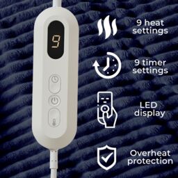 Neo Waffle Shaped Electric Blanket Heated Fleece Overblanket Throw Machine Washable Remote Timer Control Heat Settings - Size: 130 cm x 160 cm - thumbnail 3