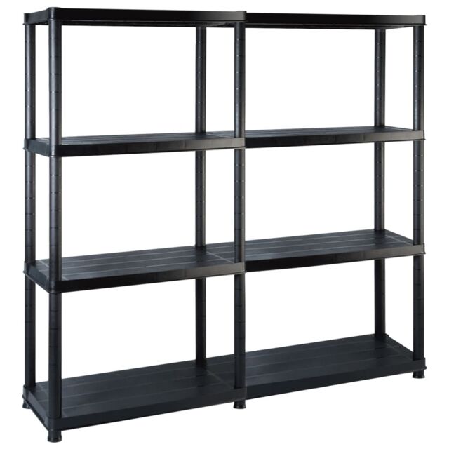 Berkfield Home Storage Shelf 4-Tier Black 122x30.5x130 cm Plastic - image 1
