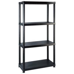Berkfield Home Storage Shelf 4-Tier Black 122x30.5x130 cm Plastic - thumbnail 2