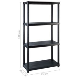 Berkfield Home Storage Shelf 4-Tier Black 122x30.5x130 cm Plastic - thumbnail 7