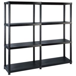 Berkfield Home Storage Shelf 4-Tier Black 122x30.5x130 cm Plastic - thumbnail 1