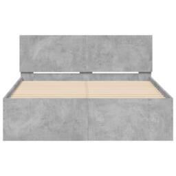 Berkfield Home Durable Bed Frame with Headboard & LED Concrete Grey 140x190 cm - thumbnail 7