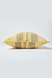 Homescapes Cotton Striped Morocco Cushion Cover in Yellow - Size: 45 cm x 45 cm - thumbnail 2