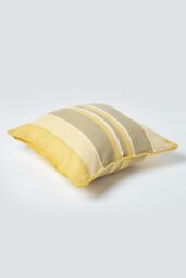 Homescapes Cotton Striped Morocco Cushion Cover in Yellow - Size: 45 cm x 45 cm - thumbnail 3