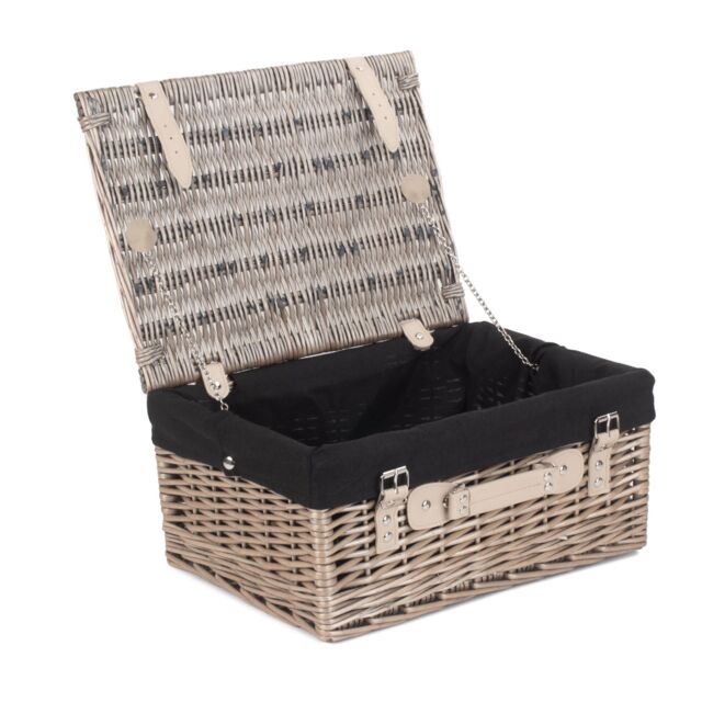 Red Hamper Wicker 40cm Antique Wash Picnic Basket with Cotton Lining in Brown - image 1