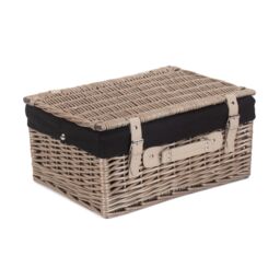 Red Hamper Wicker 40cm Antique Wash Picnic Basket with Cotton Lining in Brown - thumbnail 2