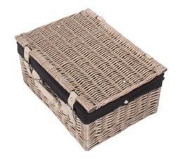 Red Hamper Wicker 40cm Antique Wash Picnic Basket with Cotton Lining in Brown - thumbnail 4