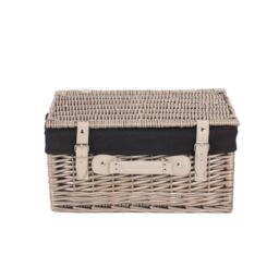 Red Hamper Wicker 40cm Antique Wash Picnic Basket with Cotton Lining in Brown - thumbnail 3