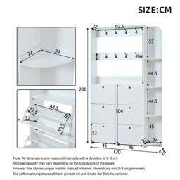 BTM Coat Rack Shoe Storage Cabinet Flip Drawers Entryway Organizer in White - thumbnail 4