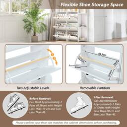 BTM Coat Rack Shoe Storage Cabinet Flip Drawers Entryway Organizer in White - thumbnail 9