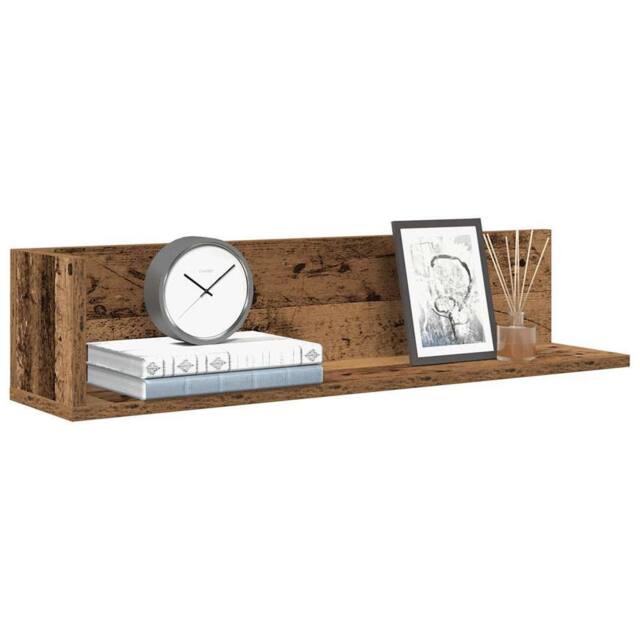 Berkfield Home Wall Shelves 2 pcs Old Wood 75x16.5x16.5 cm Engineered Wood in Brown - image 1