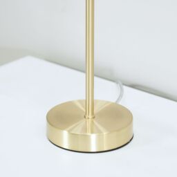 ValueLights Frenchie Pink Tinted Glass Globe Gold Stem Table Lamp with LED Bulb - thumbnail 4