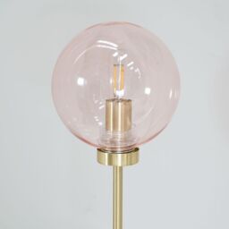 ValueLights Frenchie Pink Tinted Glass Globe Gold Stem Table Lamp with LED Bulb - thumbnail 3