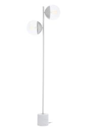 Orsina Sturdy Chrome Finish 2 Light Floor Lamp, Minimalist Bedroom Lamp, Double Glass Globe Tall Lamp On Floor in Silver - thumbnail 1